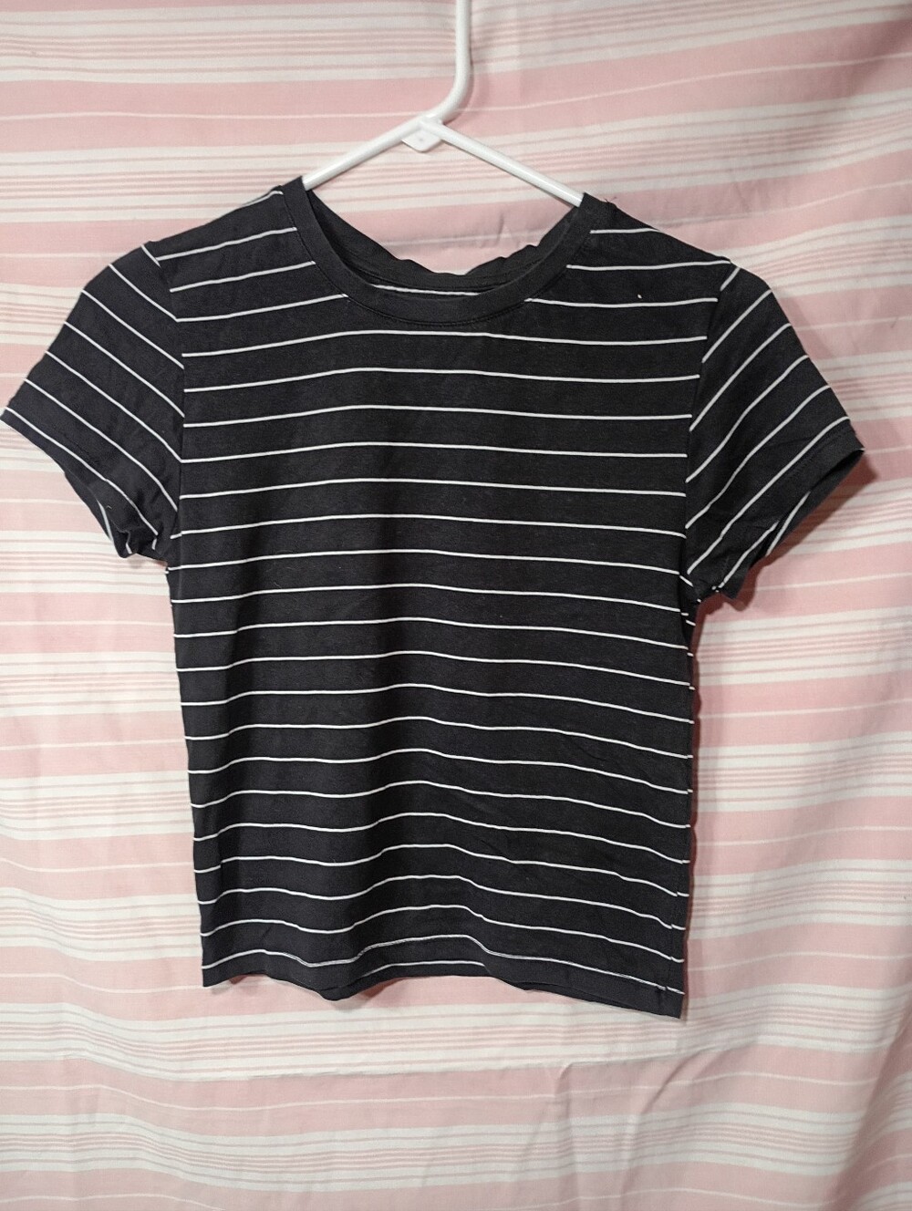 Splash Black and White Striped Crop Top